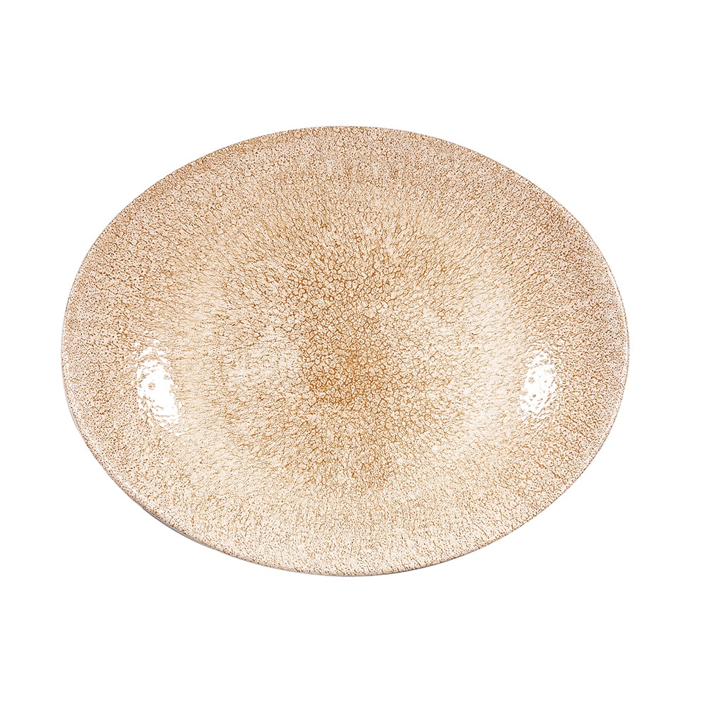893-RKGOOP121 Oval Raku Plate - 12 1/2" x 10",Ceramic, Garnet Orange