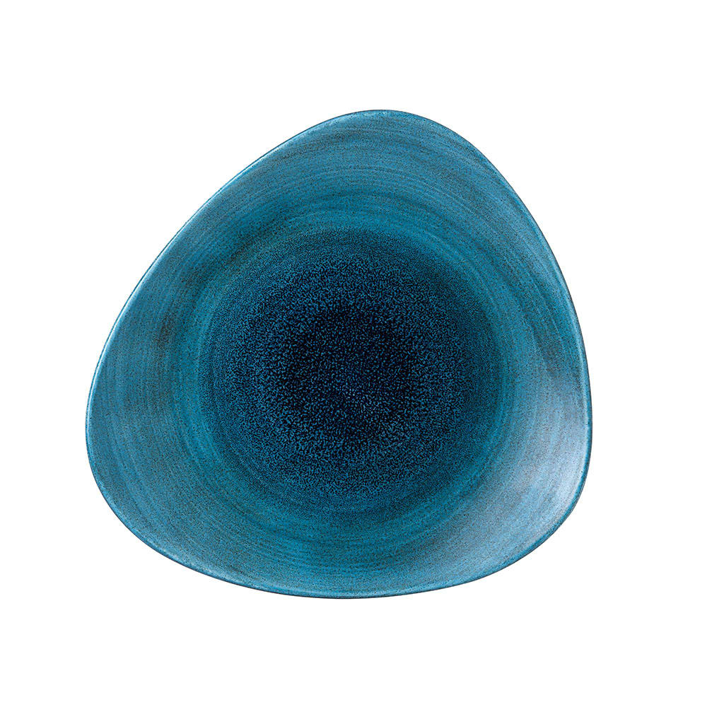 893-SALGTR101 10 1/2" Triangular Aqueous Plate - Ceramic, Lagoon