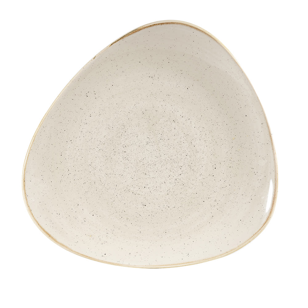 893-SNMSTR101 10 1/2" Triangular Stonecast® Plate - Ceramic, Nutmeg Cream