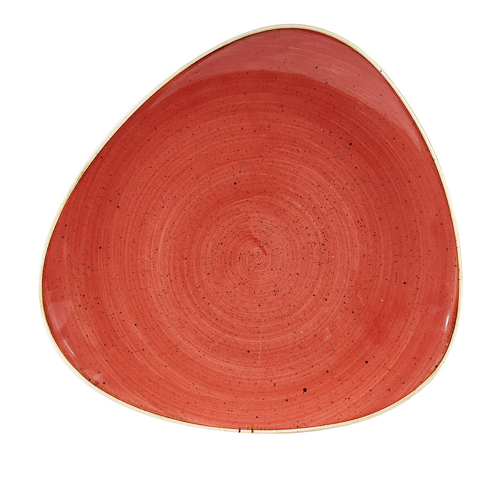 893-SBRSTR101 10 1/2" Triangular Stonecast® Plate - Ceramic, Berry Red