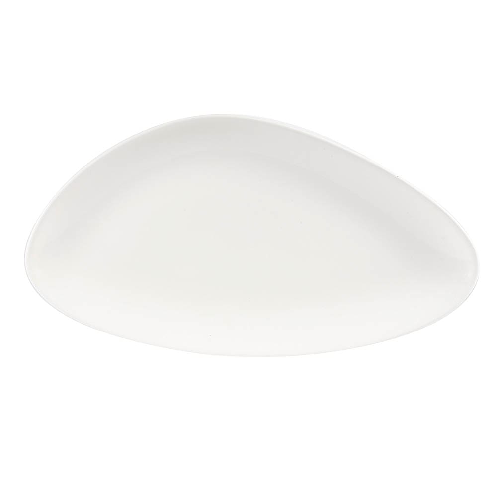 893-WHTC351 Triangular Lotus Chef's Plate - 13 3/4" x 7 3/8", Ceramic, White