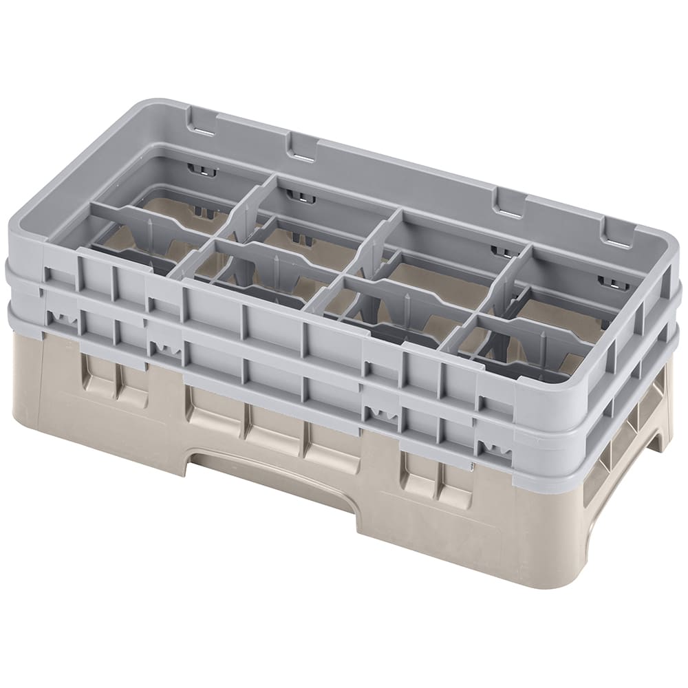 144-8HS434184 Camrack Glass Rack - Half Size, (2)Extenders, 8 Compartments, Beige