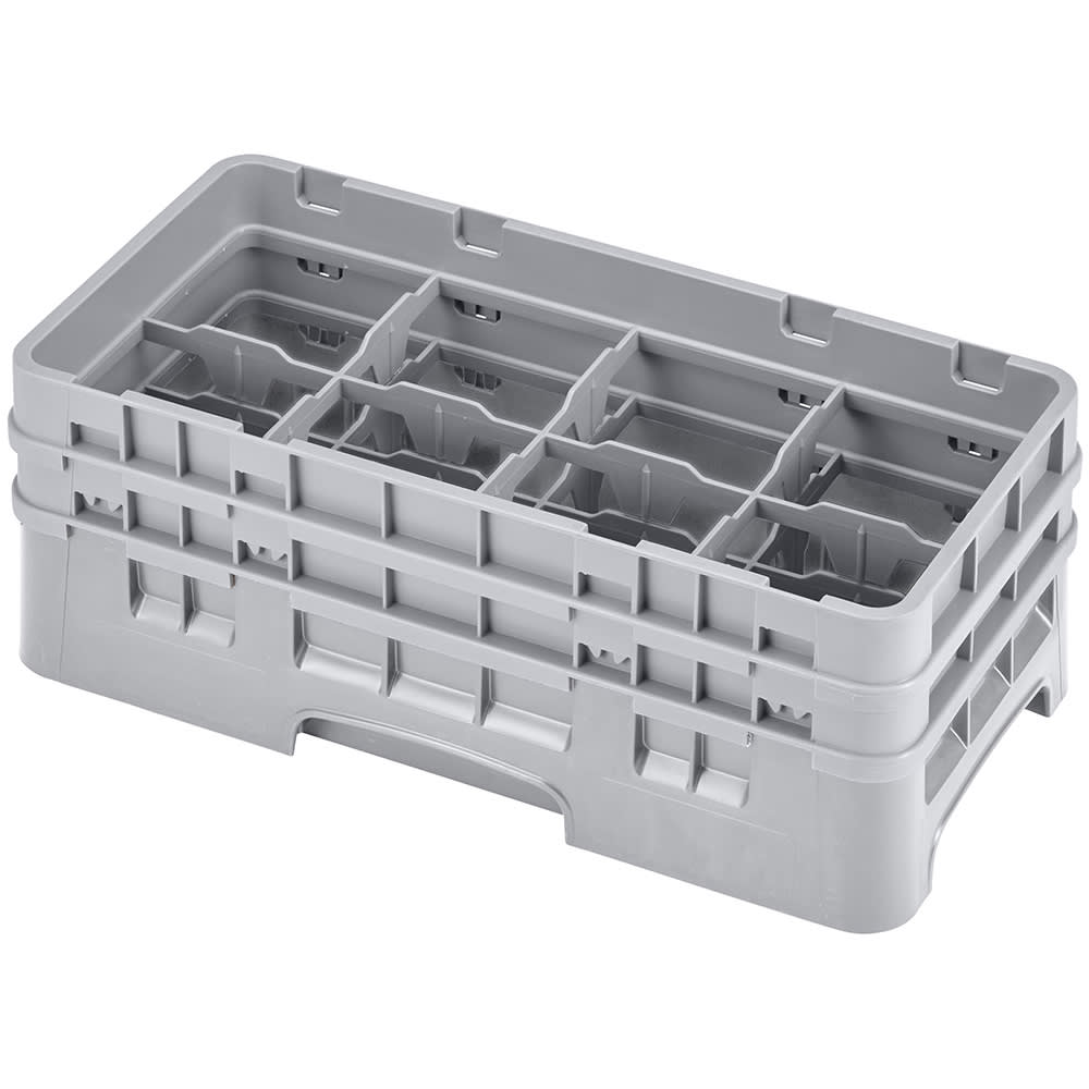 144-8HS434151 Camrack Glass Rack - Half Size, (2)Extenders, 8 Compartment, Soft Gray