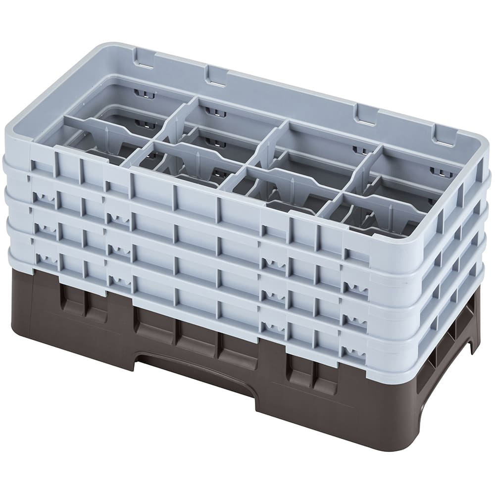 144-8HS800167 Camrack Glass Rack - Half Size, (4)Extenders, 8 Compartments, Brown