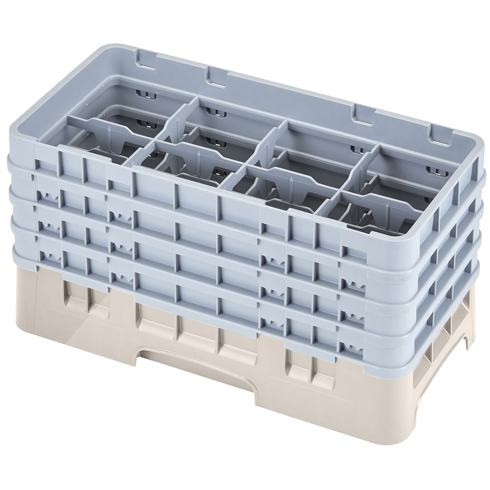 144-8HS800184 Camrack Glass Rack - Half Size, (4)Extenders, 8 Compartments, Beige