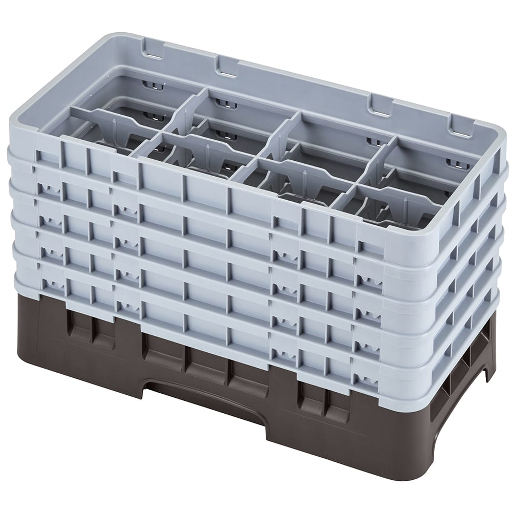 144-8HS958167 Camrack Glass Rack - Half Size, (5)Extenders, 8 Compartments, Brown