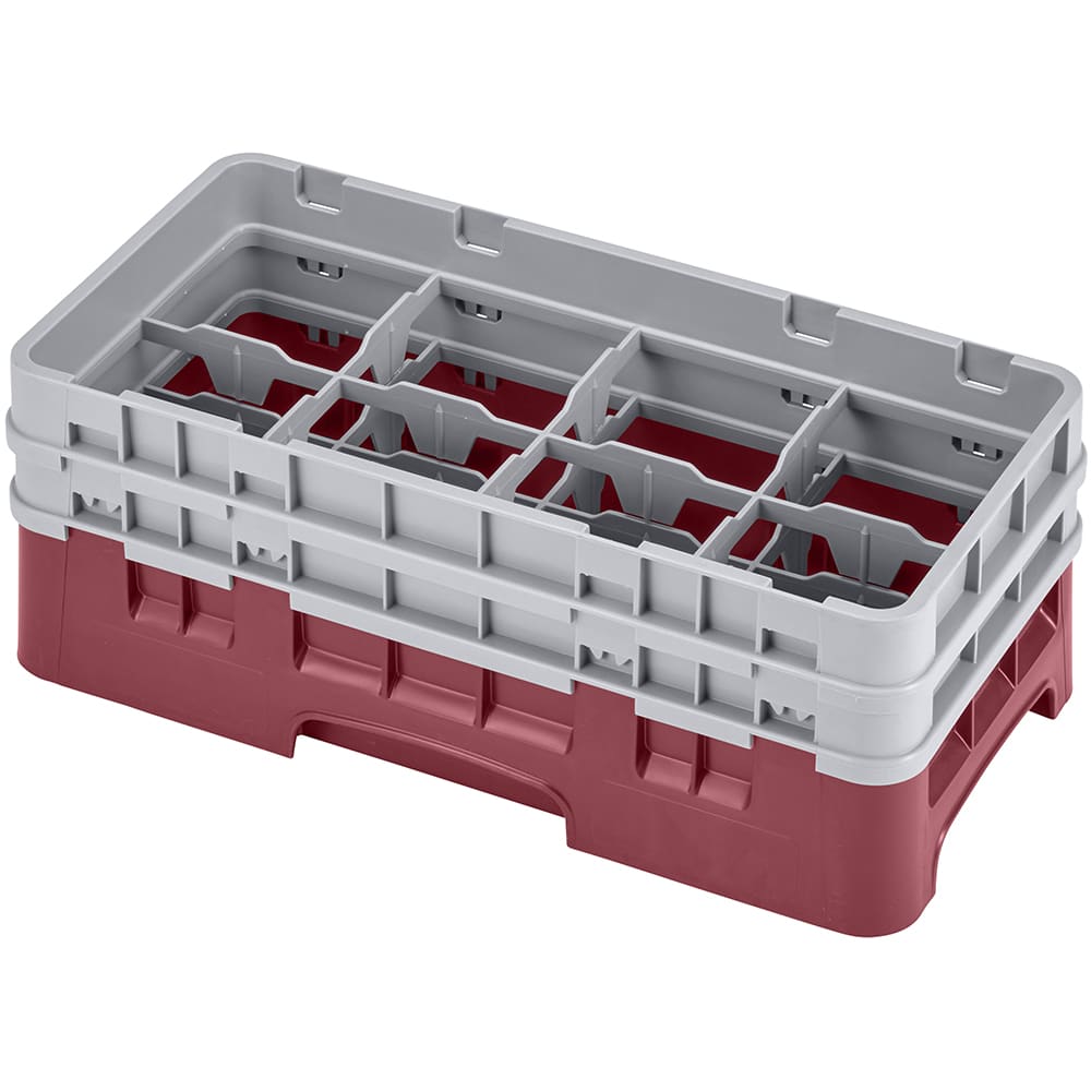 144-8HS434416 Camrack Glass Rack - Half Size, (2)Extenders, 8 Compartments, Cranberry