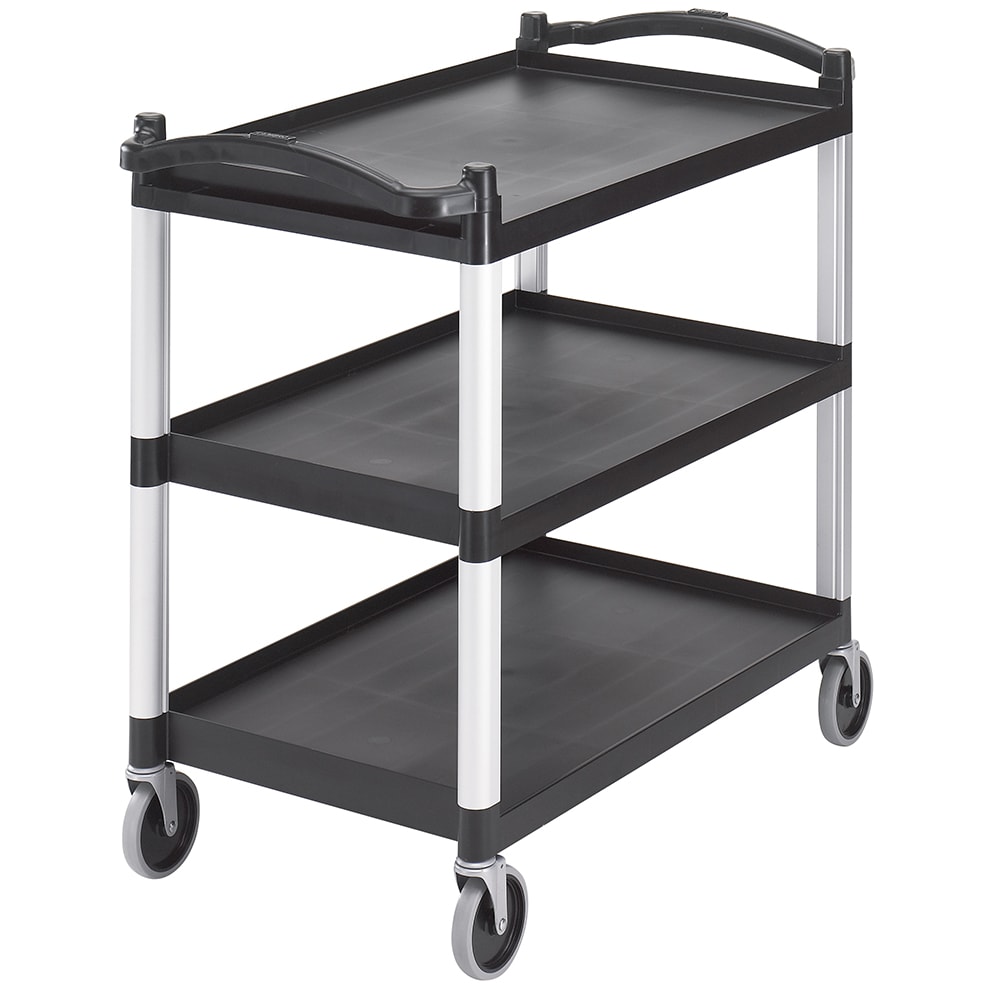 144-BC340KD110 3 Level Polymer Utility Cart w/ 400 lb Capacity, Raised Ledges