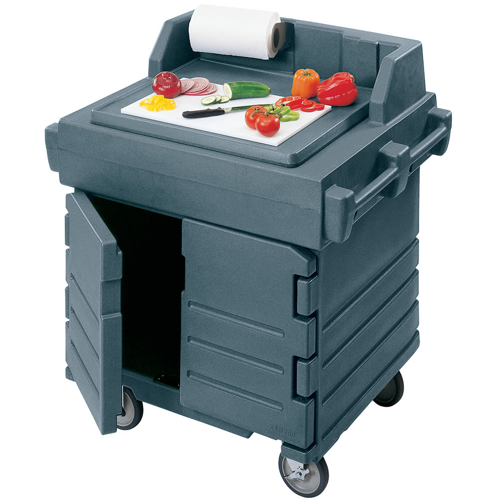 144-KWS40191 40 9/16" Mobile Serving Counter w/ Cabinet & Polyethylene Top, Granite Gray