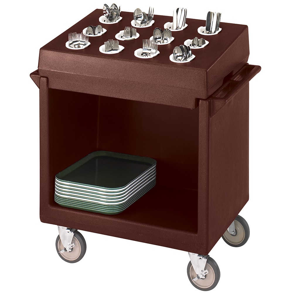 144-TDCR12131 Dish Cart & Cutlery Rack - 12 Compartment, Dark Brown