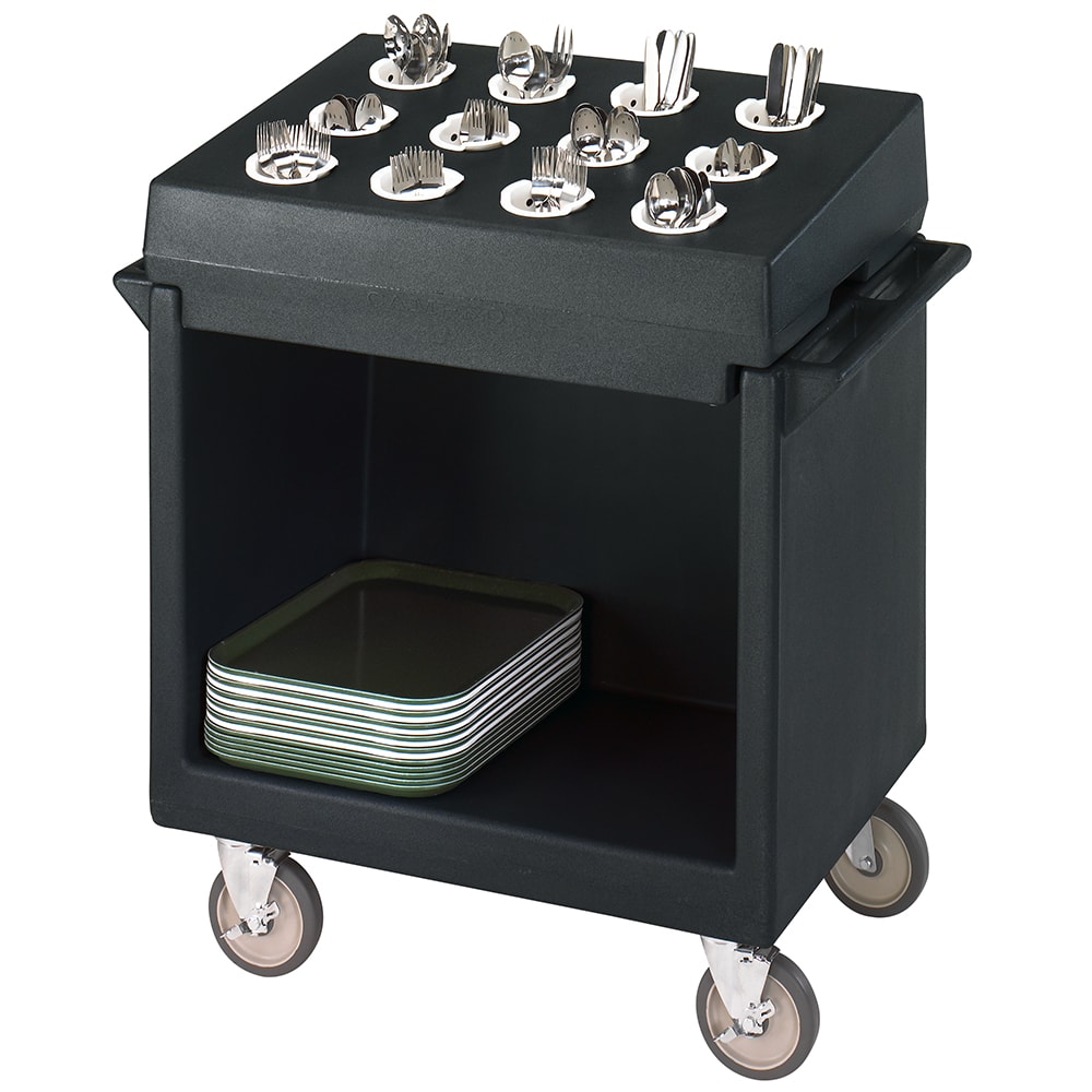 144-TDCR12110 Dish Cart & Cutlery Rack - 12 Compartment, Black
