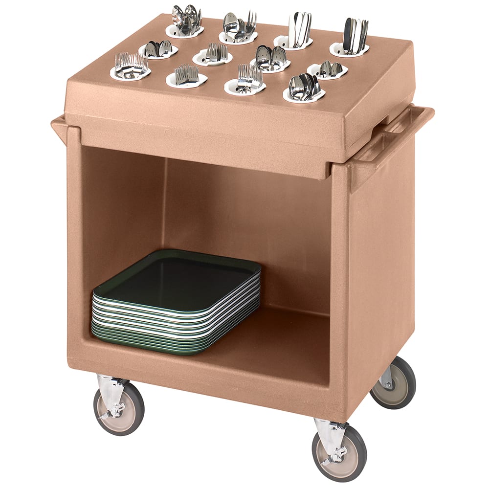 144-TDCR12157 Dish Cart & Cutlery Rack - 12 Compartment, Coffee Beige