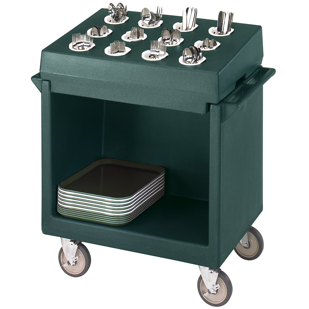 144-TDCR12192 Dish Cart & Cutlery Rack - 12 Compartment, Granite Green