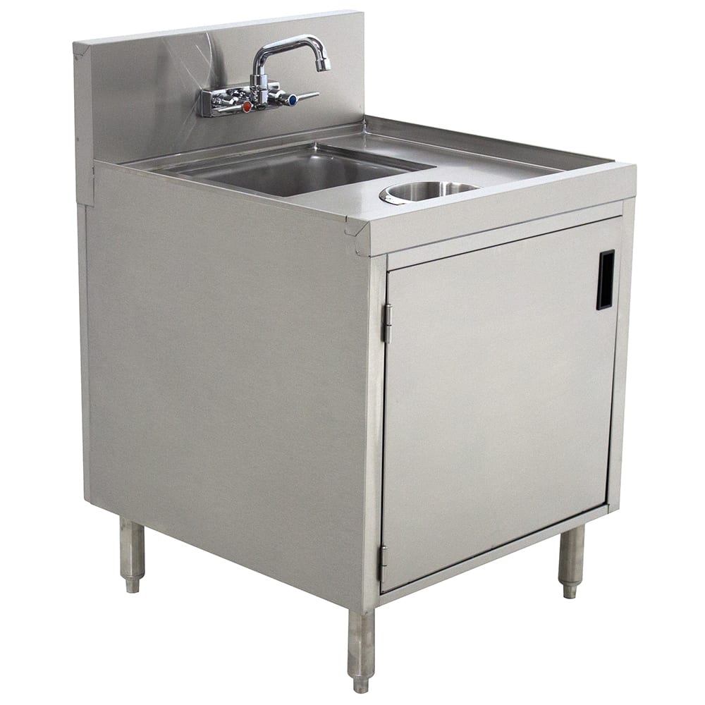 161-PRWC1918DR 18" Wet Dry Waste Cabinet w/ Hinged Doors, Deck Mount, Stainless