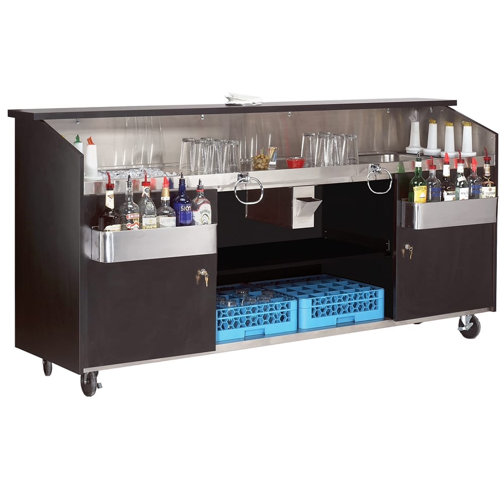 161-R8B 96" Portable Bar w/Stainless Steel Work Area - Regency Series