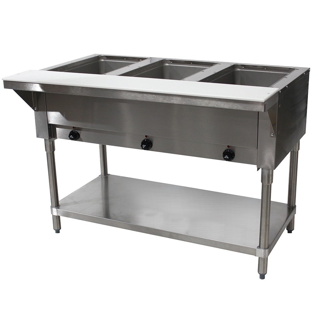 161-SW3E120 47 1/8" Hot Food Table w/ (3) Wells & Cutting Board, 120v
