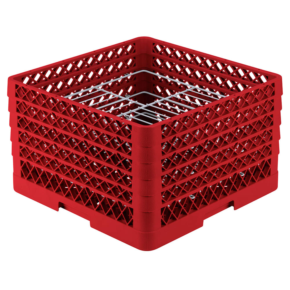 175-PM2110502 Dishwasher Rack - 21 Plate Capacity, 5 Extenders, Red