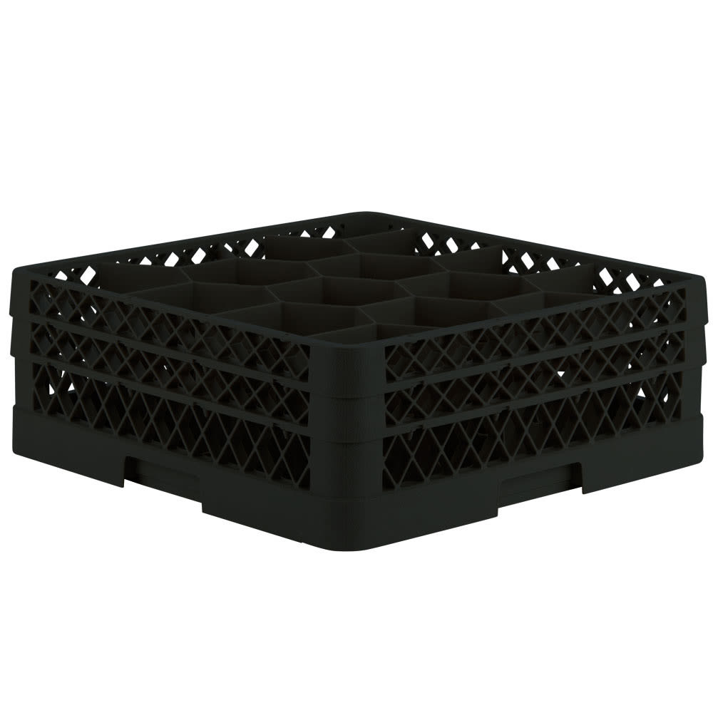 175-TR18JJ06 Rack Max Glass Rack w/ (12) Compartments - (2) Extenders, Black