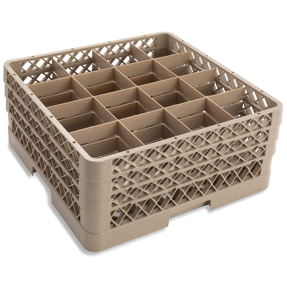 175-TR8DDD Traex® Glass Rack w/ (16) Compartments - (3) Extenders, Beige