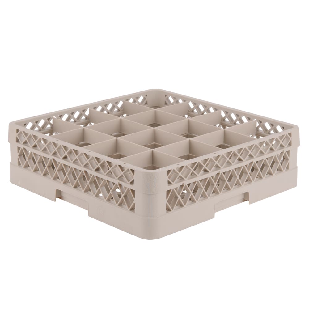 175-TR8D Traex® Glass Rack w/ 16 Compartments - 1 Extender, Beige