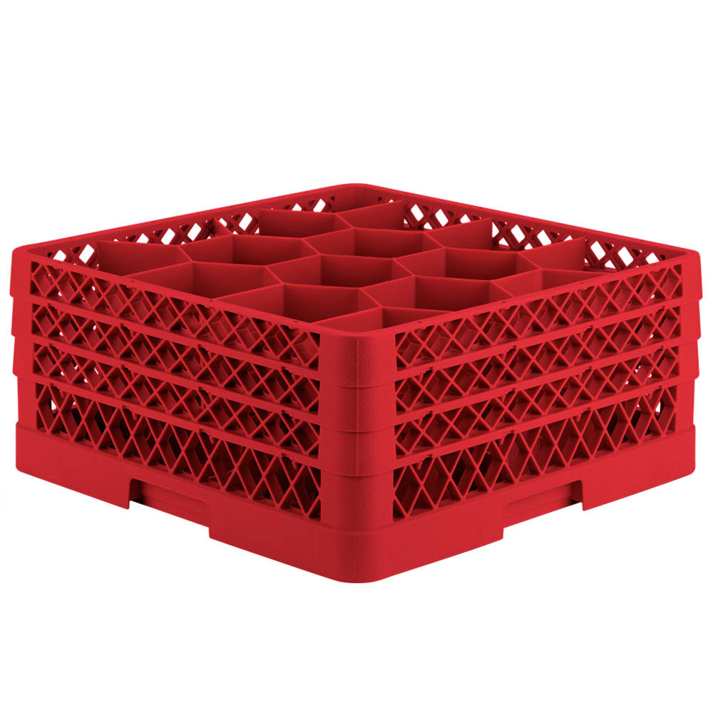 175-TR18JJJ02 Rack Max Glass Rack w/ (12) Compartments - (3) Extenders, Red