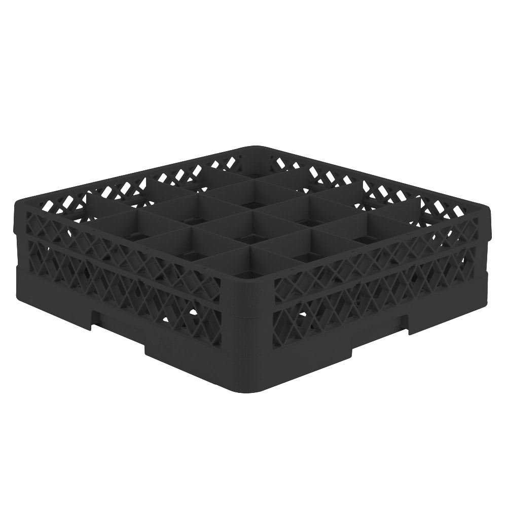175-TR8D06 Rack-Master Glass Rack w/ 16 Compartments - 1 Extender, Black