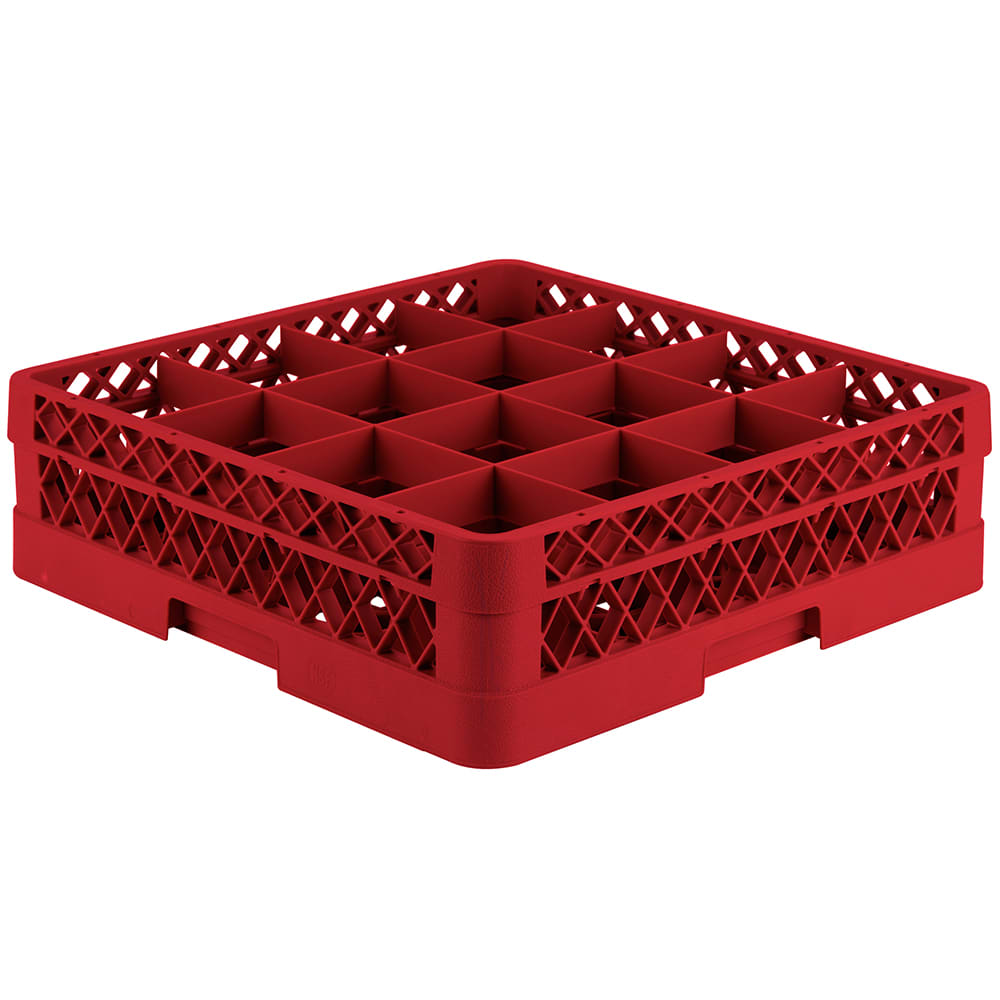 175-TR8D02 Rack-Master Glass Rack w/ 16 Compartments - 1 Extender, Red