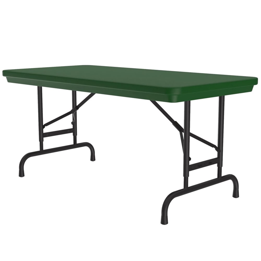 228-RA244829 48" R-Series Rectangular Folding Table w/ Green Plastic Top, 32"H