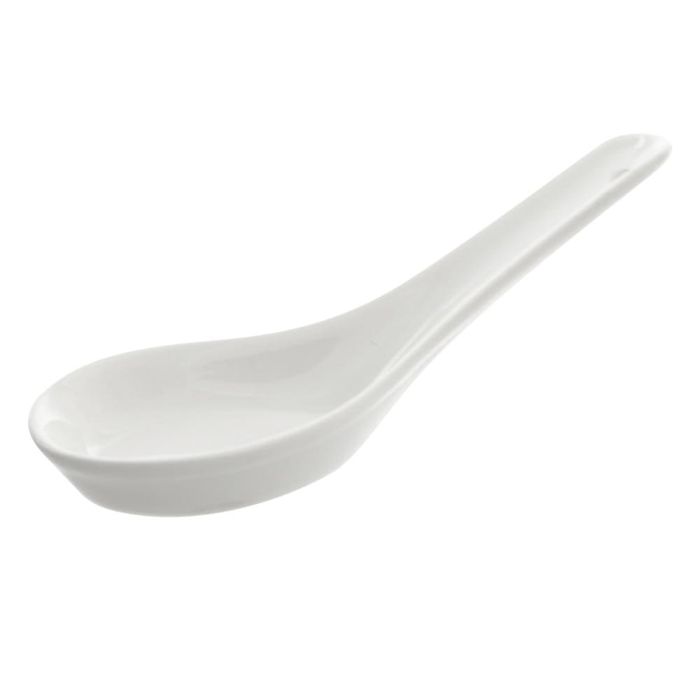 861-WTRSPOON 5 1/4" Whittier Chinese Wonton Spoon - Porcelain, White