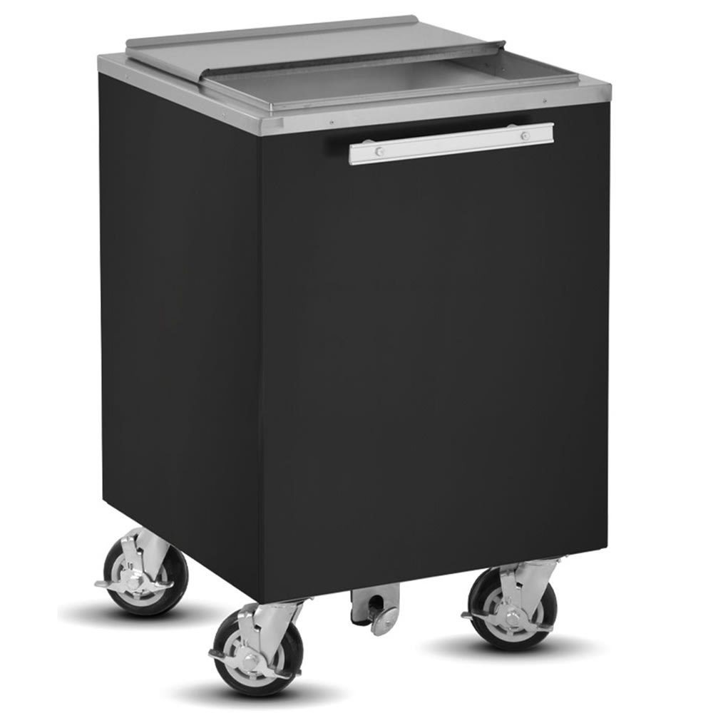 219-IC200790960 200 lb Insulated Mobile Ice Caddy - Stainless Steel/Plastic, Harvest Maple