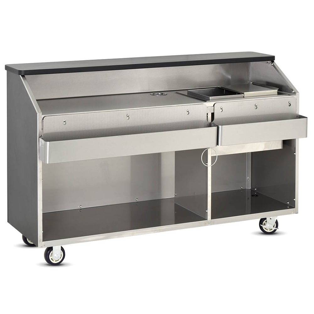 219-BBC6790960 72"L Portable Bar w/ 60 lb Ice Bin, Harvest Maple