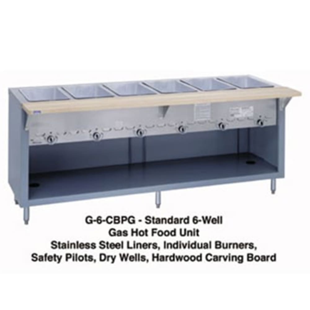 212-G5CBSSNG 74" Hot Food Table w/ 5 Wells & Undershelf, Natural Gas