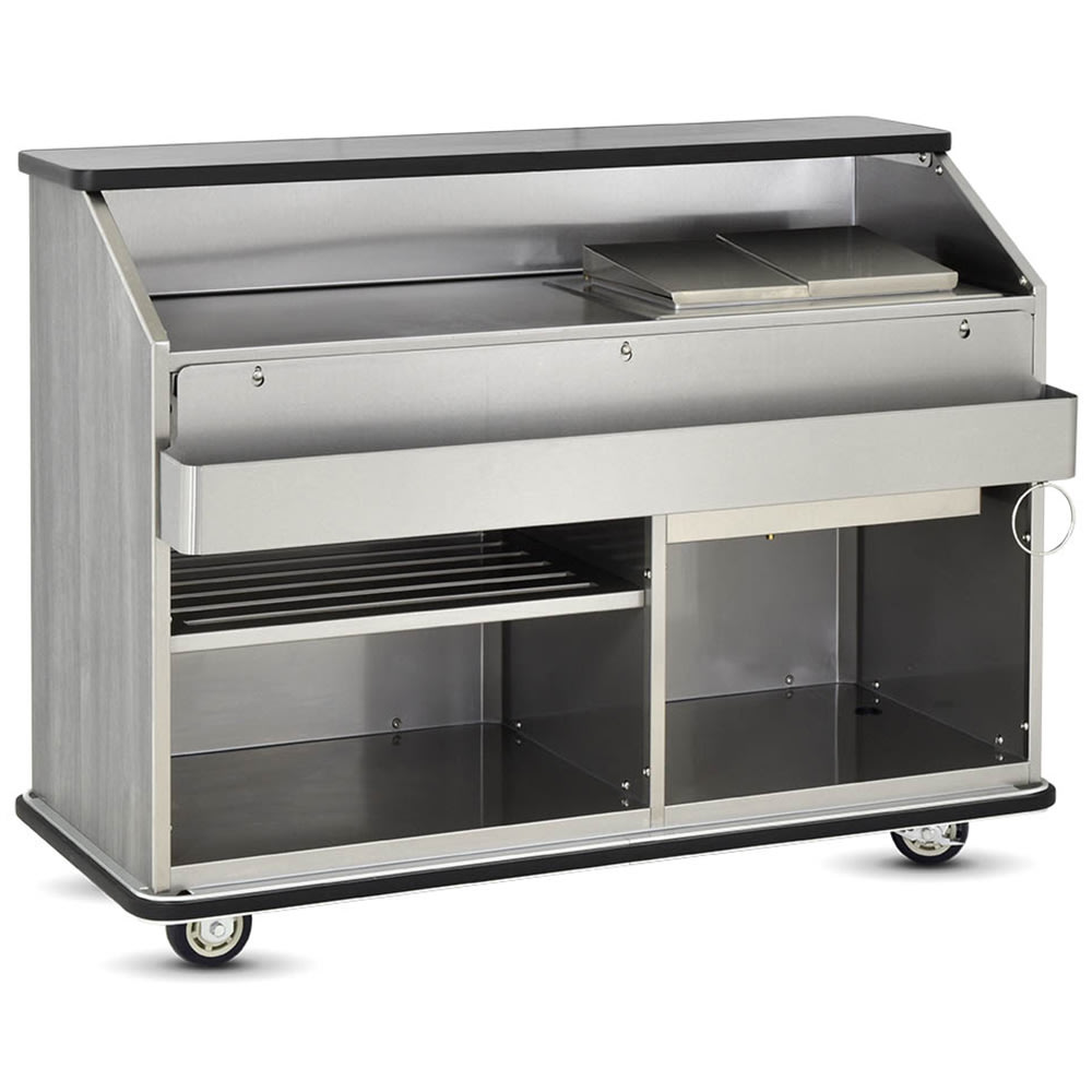 219-CB5788860 60"L Conventional Portable Bar, Stainless Interior, Pinnacle Walnut