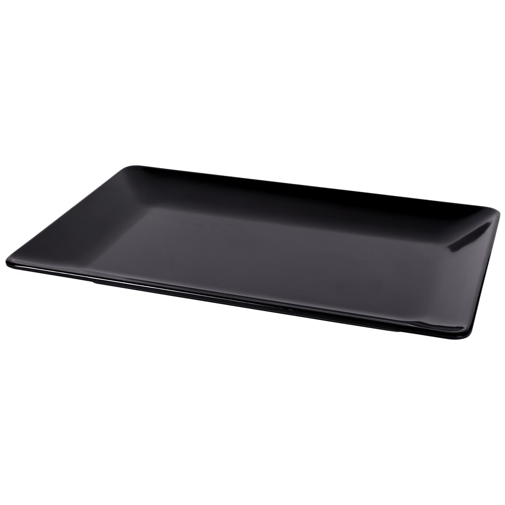 701-M1811RCB 18" x 11 1/2" Rectangular Symmetry Platter - Melamine, Black