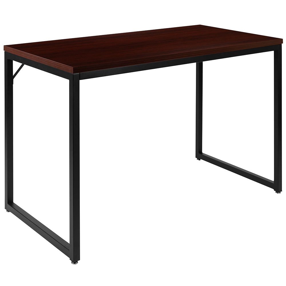 916-GCGF15612MHGGG Office Desk w/ Mahogany Laminate Top & Black Steel Frame - 47 1/4"W x...