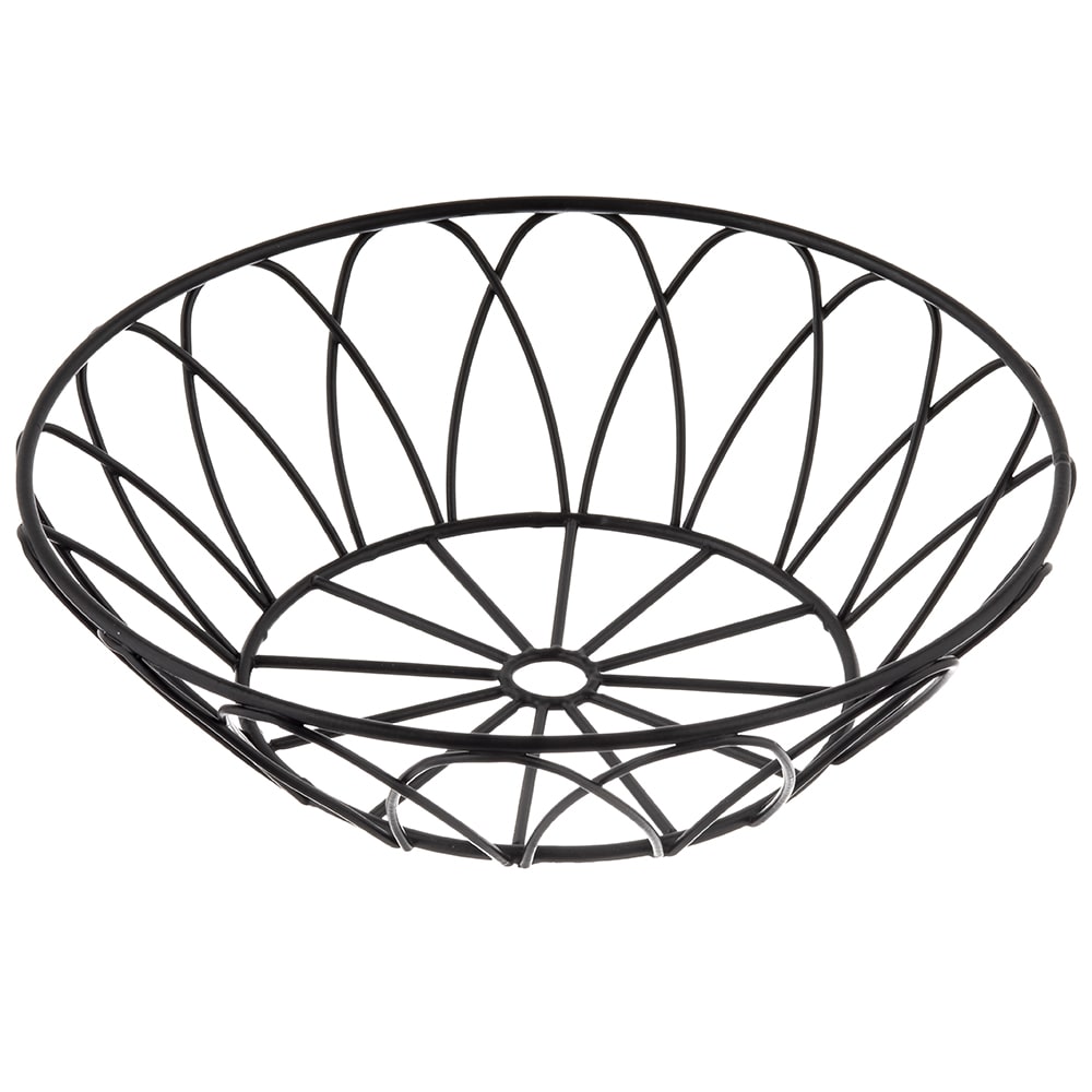 Tablecraft 10535 8" Round Serving Basket Metal, Black