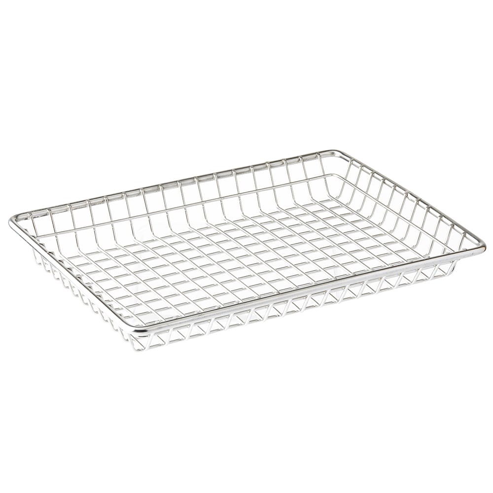 229-10521 Rectangular Serving Basket - 9"L x 7"W x 1 1/8"H, Stainless Steel Wire
