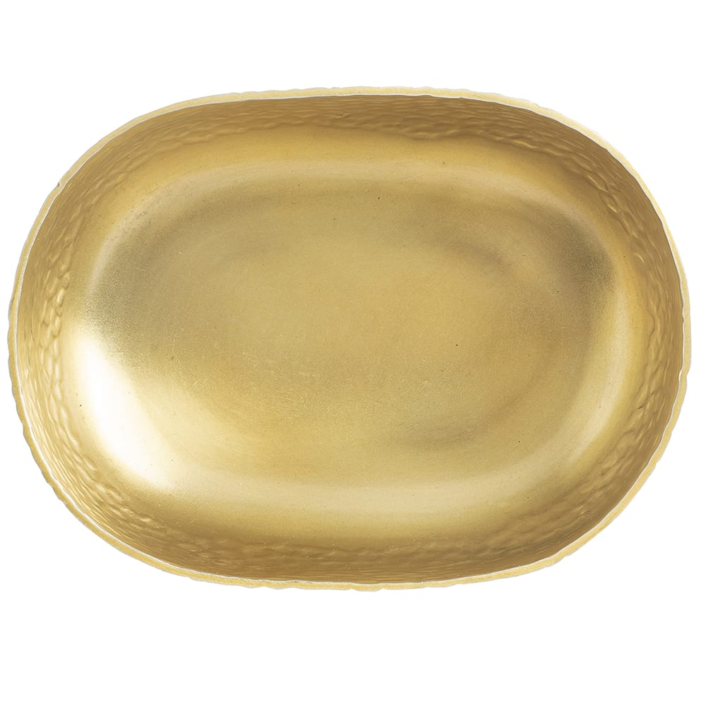 229-10705 28 oz Oval Serving Bowl - 6 1/2"L x 4 3/4"W x 2 3/8"H, Aluminum, Gold Cr...