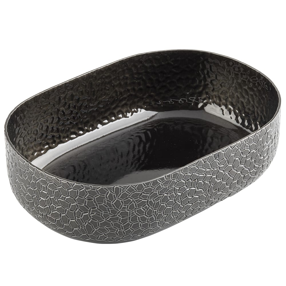 229-10702 64 oz Oval Serving Bowl - 9 1/4"L x 6 3/8"W x 2 5/8", Aluminum, Black Cr...