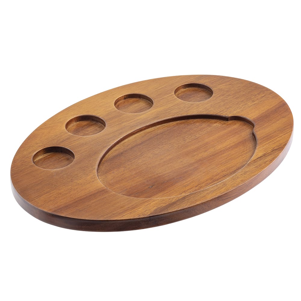 229-10710 Oval Fajita Serving Board - 17" x 12 1/4", Acacia Wood