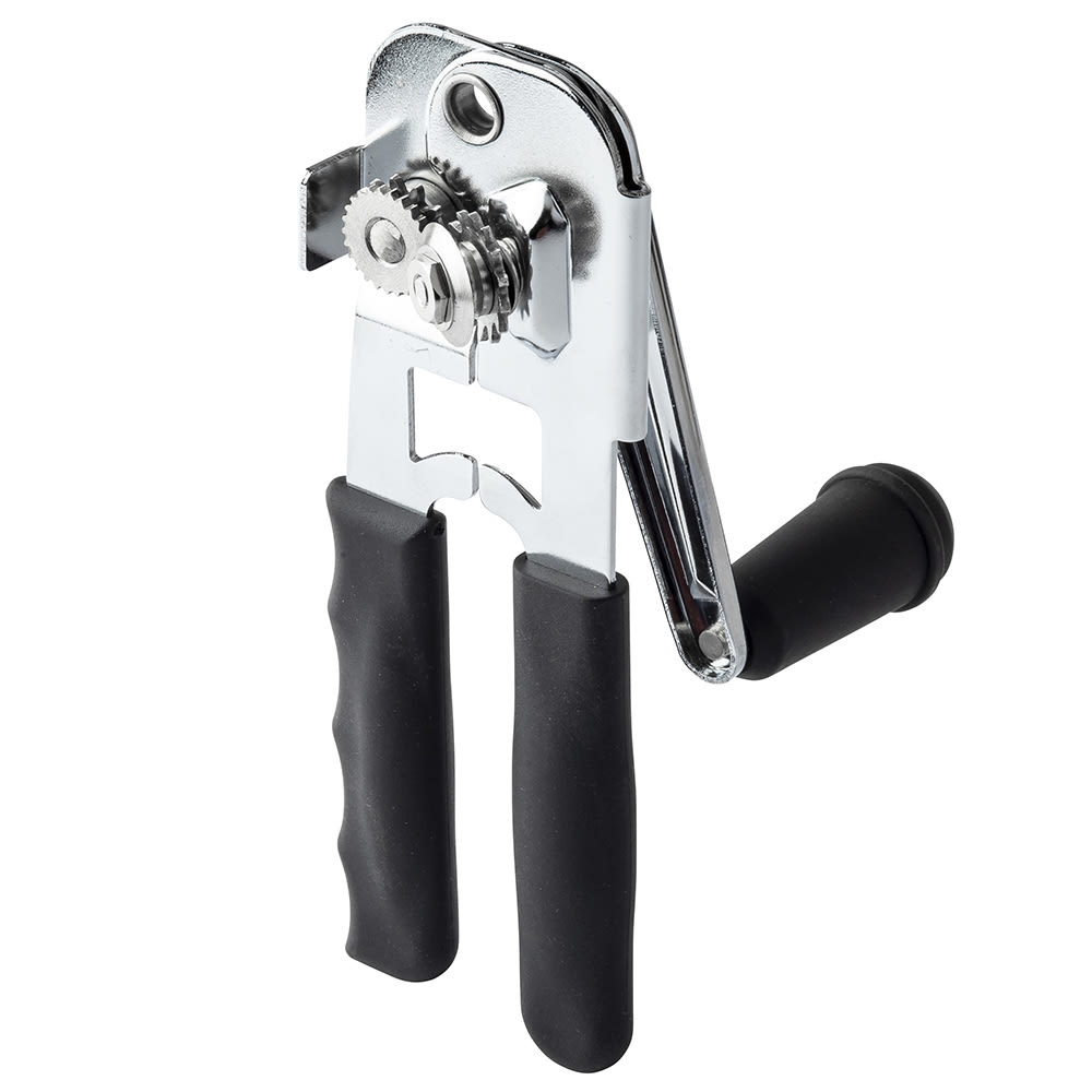 Tablecraft 10518BK Manual Crank Style Can Opener - Chrome Plated, Black