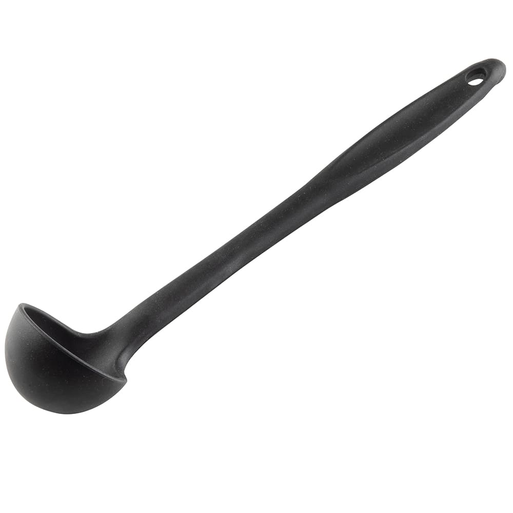 Tablecraft 10050 1 oz Ladle - Black Silicone, Stainless Steel Core