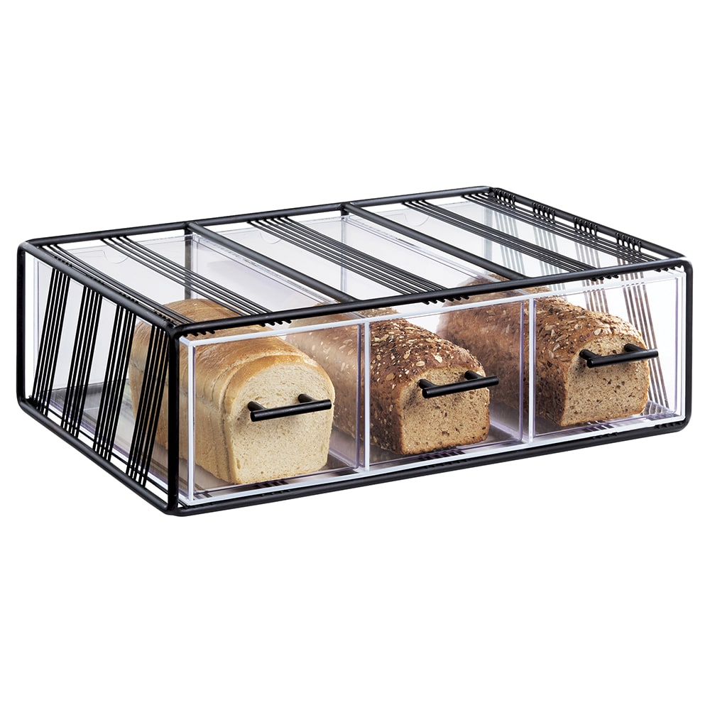 151-411913 3 Drawer Bread Case w/ Metal Frame, Black