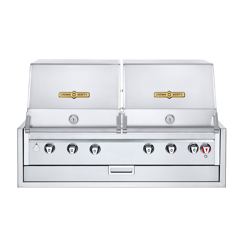 828-IBI482RDLP 48" Built In Commercial Outdoor Charbroiler w/ (6) Burners - (2) Roll Domes,...