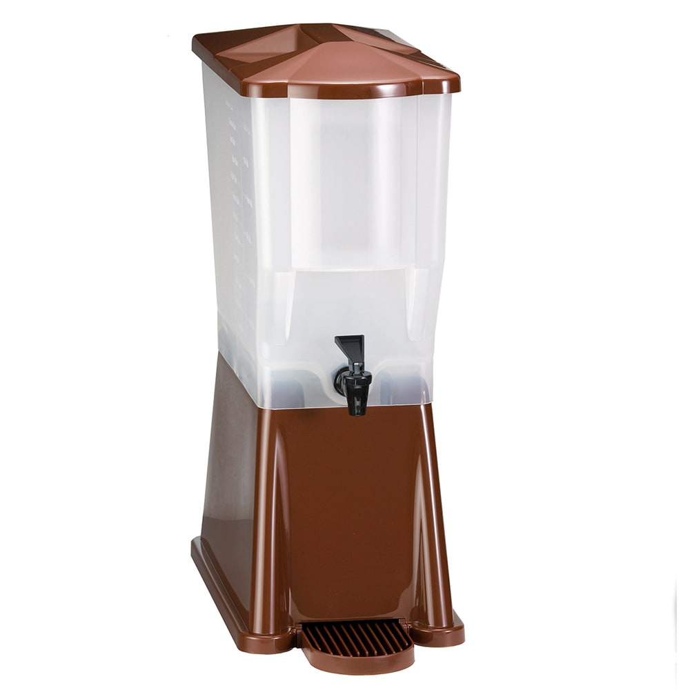 229-354DP 3 gal Slimline Beverage Dispenser - Plastic Container, Brown Plastic Base