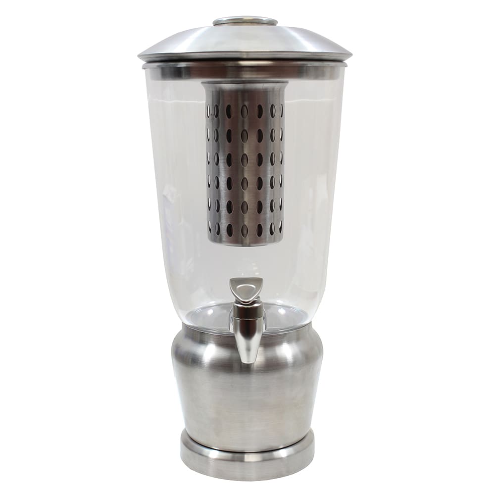 229-7515 1 1/4 gal Beverage Dispenser w/ Infuser - Plastic Container, Brushed Stainless Base