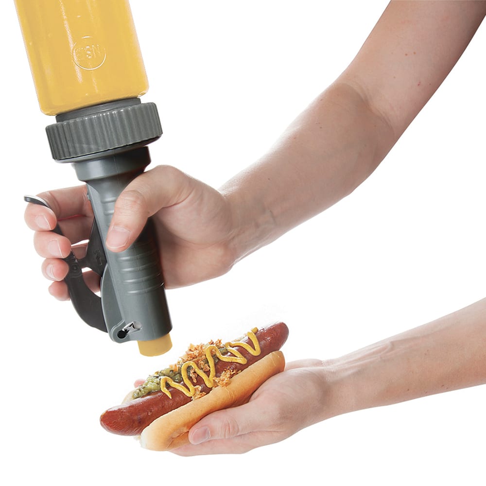 128-10978 Handheld Adjustable Portion Pump w/ Squeeze Handle - Fits FIFO Bottles, Plastic