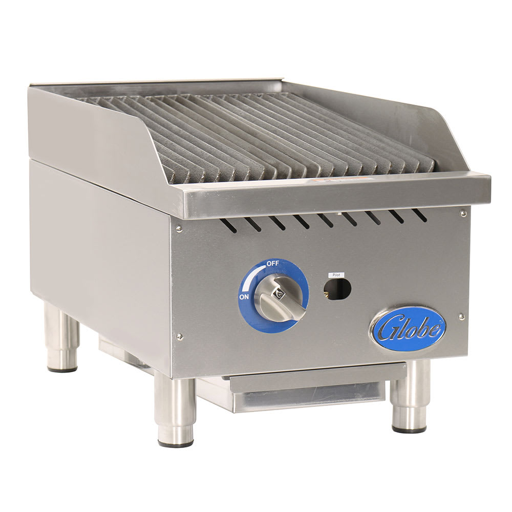 Globe GCB15G-CR 15" Countertop Gas Charbroiler w/ Cast-Iron Grates, Radiant