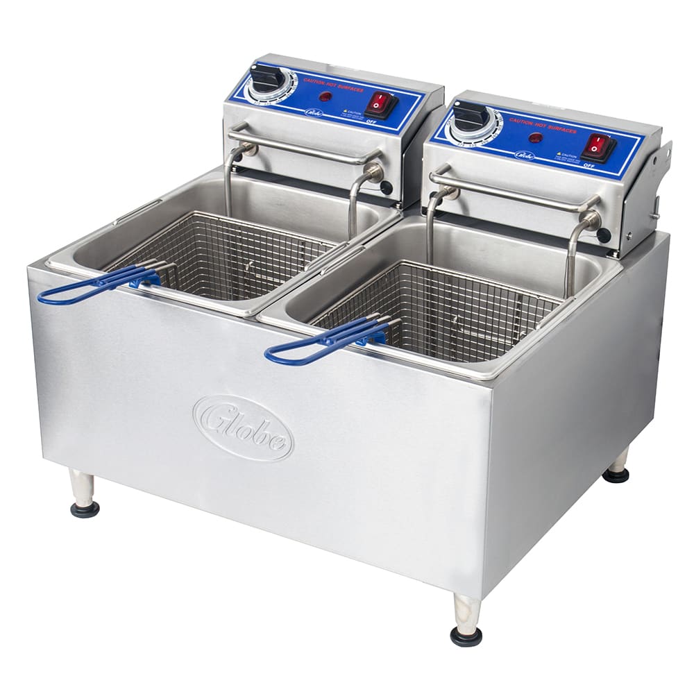 Cecilware Pro EL2X6 Electric Countertop Fryer with Two 6 lb. Fry