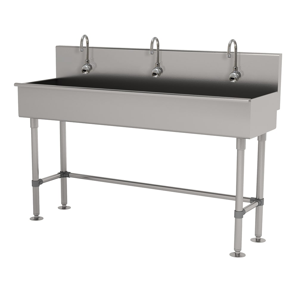 009-19FM60EF 60" Freestanding Multiwash Touchless Hand Sink w/ (3) Faucets, Electronc Sensor
